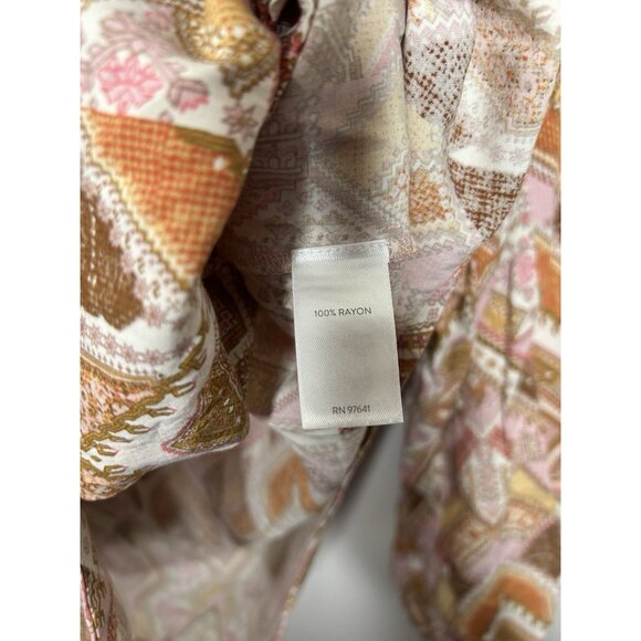 J. Jill Brown Pink Geometric Long Sleeve Blouse Top Size PL Petite Large - Picture 4 of 9